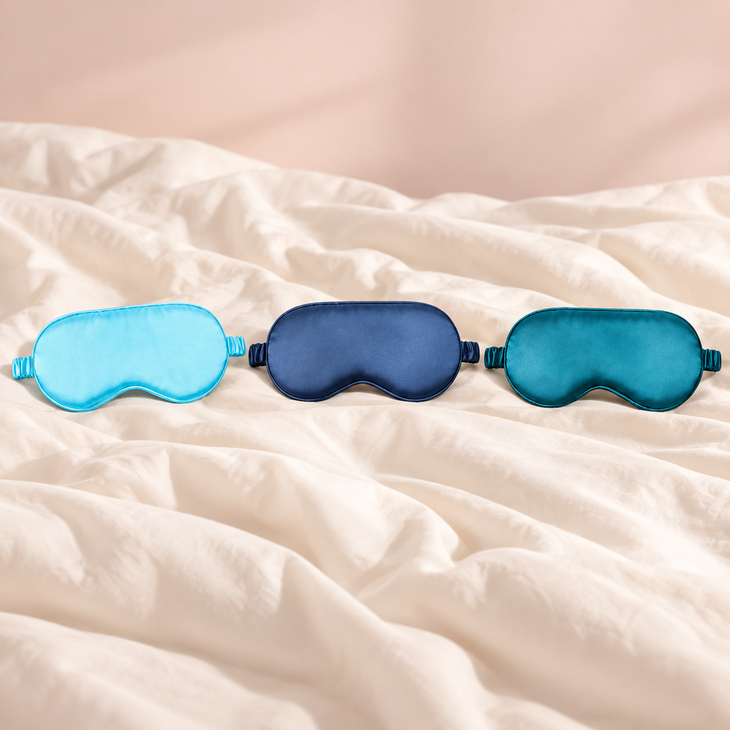 Adjustable 3D Sleep Eye Mask in lake blue, navy and royal blue