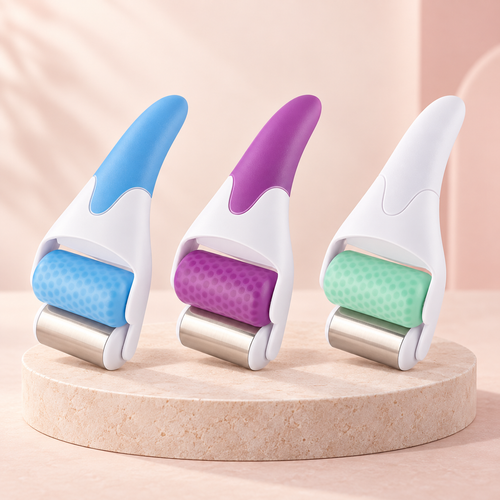 Cooling Facial Ice Roller in blue, purple and white